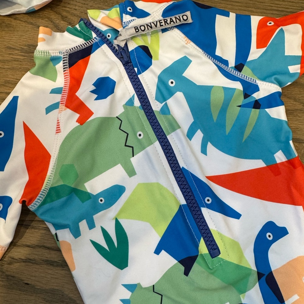 Colorful Dinosaur Print Kids' Rash Guard - Picture 2 of 4